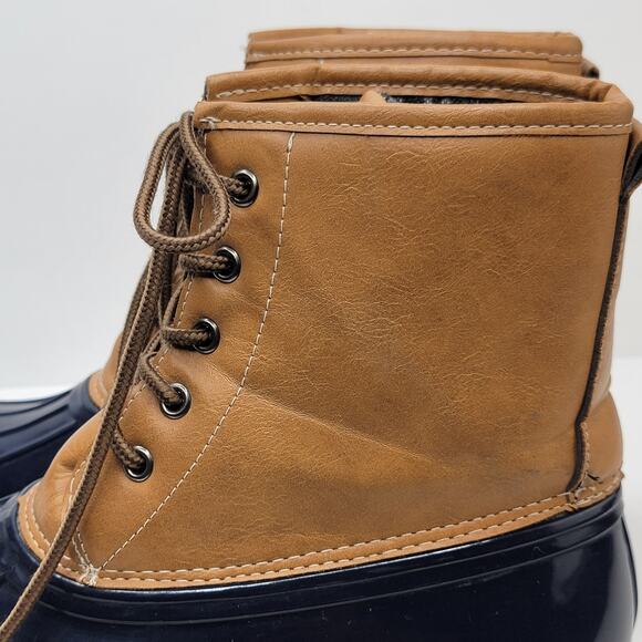 Charles Albert Duck Boots Women 9M Fleece Line Lace Up Tan Blue Winter Snow Rain - Picture 4 of 14